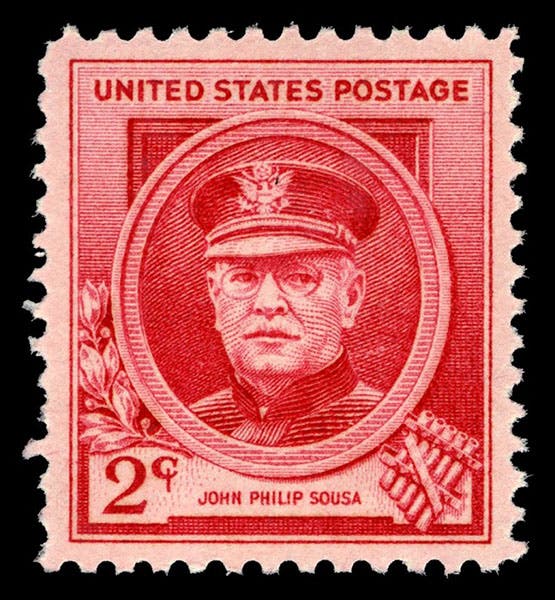 U.S. postage stamp with a portrait of John Philip Sousa, 1940, National Postal Museum, Smithsonian Institution (posalmuseum.si.edu)