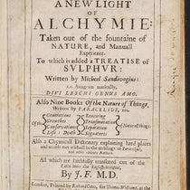 Title page, A New Light of Alchymie, by Michael Sendivogius, trans. by John French, 1650 (Linda Hall Library)