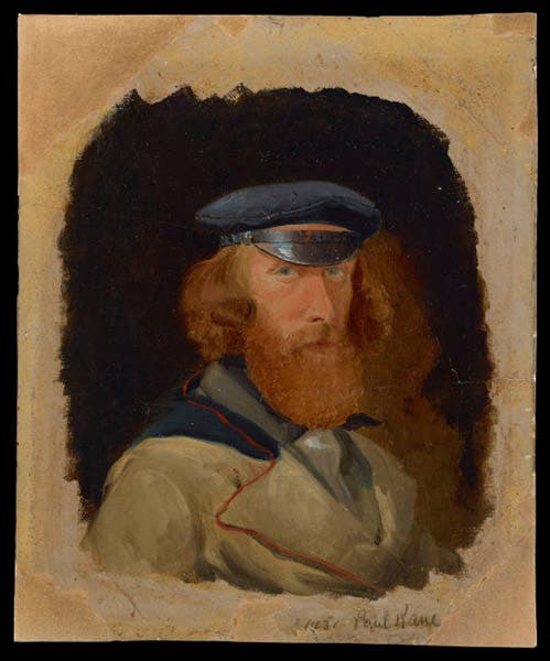 Paul Kane, self-portrait, oil on paper, ca 1848, Stark Museum of Art, Orange, Texas (collections.starkculturalvenues.org)
