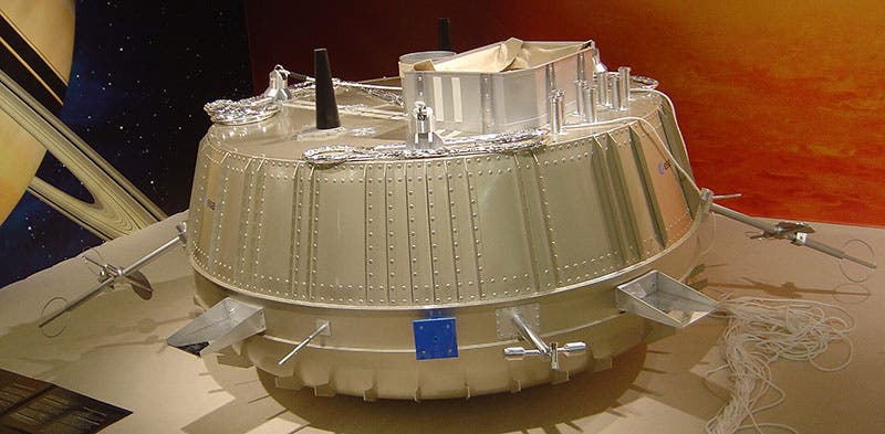 The Huygens probe, a replica displayed by the French manufacturer in Paris in 2005 (Wikimedia commons)