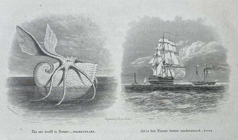 Headpiece, engraving after C.M. Curtis, Nautical and Hydraulic Experiments, with Numerous Scientific Miscellanies, by Mark Beaufoy, detail of Preface, page i, vol. 1 (all published), 1834, copy 1 (Linda Hall Library)