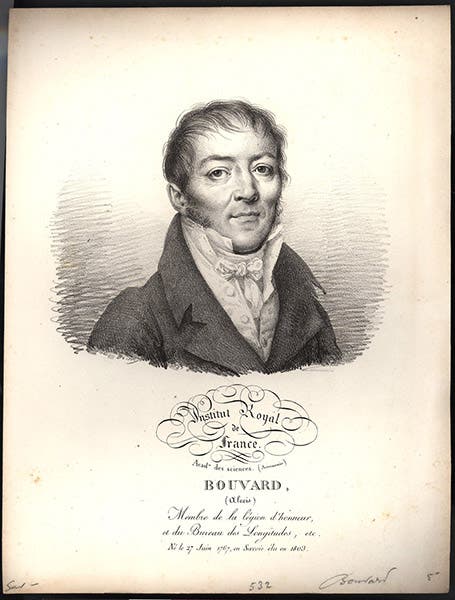 Portrait of Alexis Bouvard, lithograph by Julien-Léopold Boilly, undated, Smithsonian Institution Libraries (sil.edu)