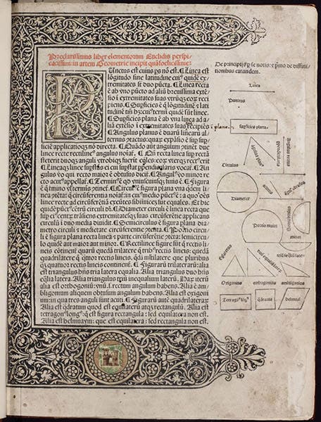 First page of the first printed edition of Euclid