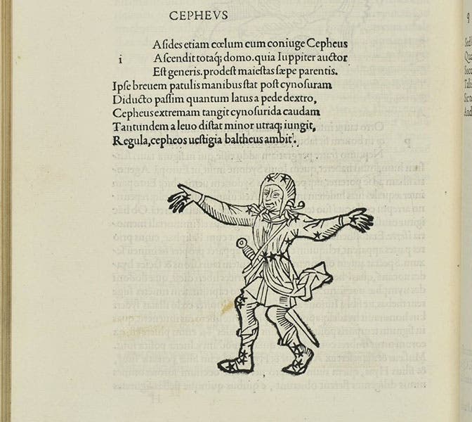 The constellation Cepheus, woodcut in Matheseos Liber, by Firmicus Maternus et al., including Aratus of Soli, 1499 (The Linda Hall)