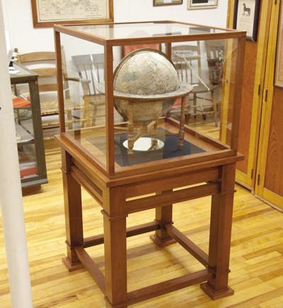 1810 terrestrial globe, by James Wilson, restored, in the Bradford Historical Society Museum, Bradford, Vermont, photo by Larry Coffin (larrycoffin.blogspot.com)