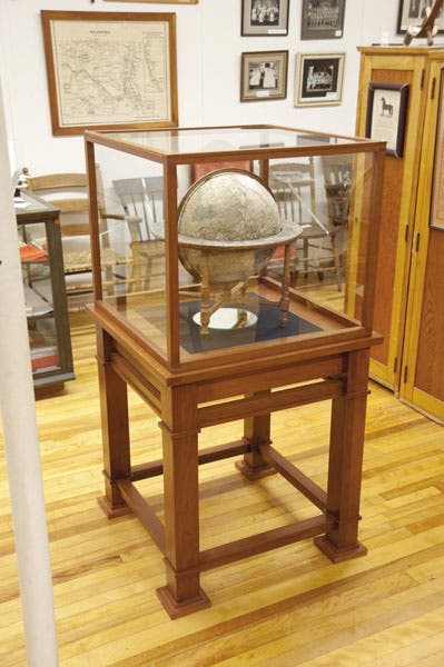 1810 terrestrial globe, by James Wilson, restored, in the Bradford Historical Society Museum, Bradford, Vermont, photo by Larry Coffin (larrycoffin.blogspot.com)