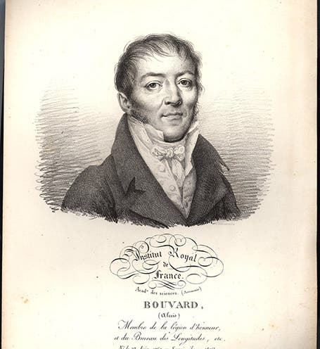 Portrait of Alexis Bouvard, lithograph by Julien-Léopold Boilly, undated, Smithsonian Institution Libraries (sil.edu)