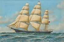 The Flying Cloud, extreme clipper ship, designed and built by Donald McKay, launched 1851, painting by Antonio Jacobsen from a Currier & Ives print, 1851 (Wikimedia commons)