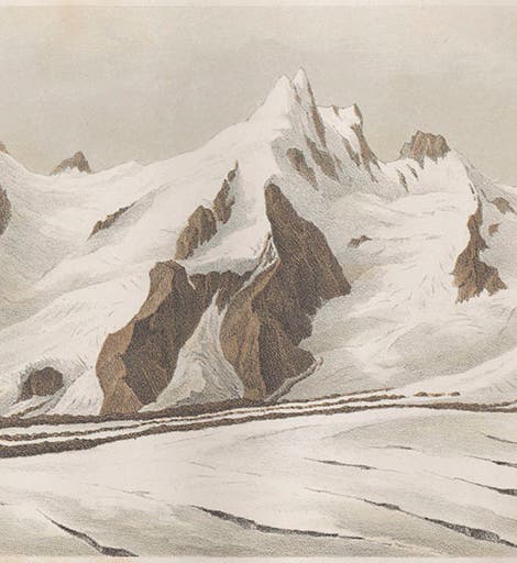 View of the Grossglockner and its glaciers in the Austrian Alps, chromolithograph, from Hermann and Adolph von Schlagintweit, <i>Untersuchungen über die physikalische Geographie der Alpen</i>, 1850 (Linda Hall Library)