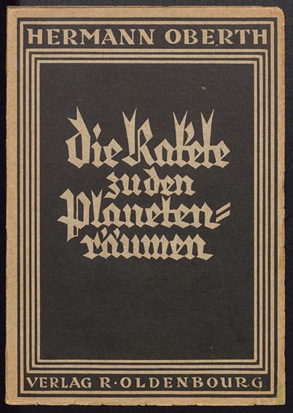 Front paper cover, Die Rakete zu Planetenräumen, by Hermann Oberth, 1923 (Linda Hall Library)