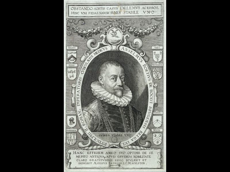 L0028802 Anselmus de Boodt (Boetius), physician to Rudolph II, wearin
Credit: Wellcome Library, London. Wellcome Images
images@wellcome.ac.uk
http://wellcomeimages.org
Anselmus de Boodt (Boetius), physician to Rudolph II, wearing a chain of office and a ruff, with an elaborate heraldic border. Line engraving by A. Sadeler.
Line engraving
By: Aegidius Sadelerafter: Aegidius SadelerPublished: -
Copyrighted work available under Creative Commons Attribution only licence CC BY 4.0 http://creativecommons.org/licenses/by/4.0/