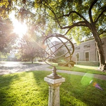 Library facade with globe
