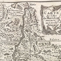 Detail of map of Lapland, showing series of triangulations made in Lapland to determine the length of a degree of latitude, La figure de la terre, déterminée par les observations de Messieurs de Maupertuis, Clairaut, Camus, Le Monnier ... & de M. l'Abbé Outhier ... accompagnes de M. Celsius ... faites par ordre du roy au cercle polaire, plate 1 at end, 1738 (The Linda Hall)