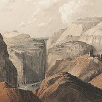 Black Canyon of the Grand River (later the Gunnison), detail of a tinted lithograph by John Mix Stanley after a sketch by Frederick W. von Egloffstein, in Pacific Railroad Reports, vol. 2, 1855 (The Linda Hall)