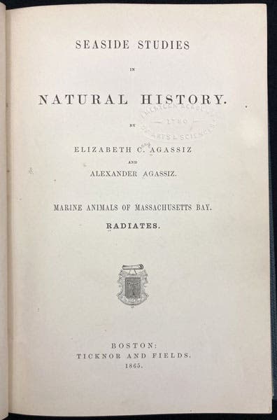 Title page, Seaside Studies in Natural History, by Elizabeth Agassiz and Alexander Agassiz, 1865 (Linda Hall Library)