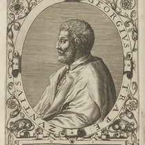 Portrait of “Georgius Trapezuntius,” engraving by Theodor de Bry, in Icones quinquaginta virorum illustrium, by Jean Jacques Boissard, vol. 1, p. 132, no. 18, 1597-99 (Linda Hall Library)