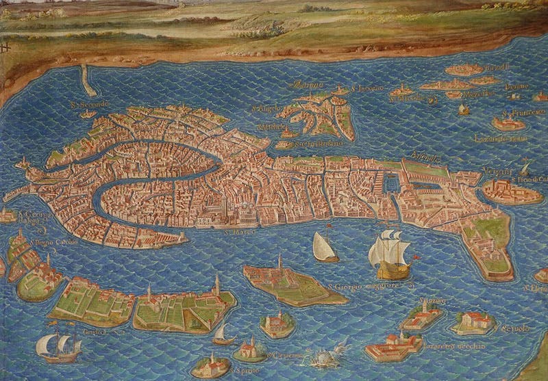 Bird’s-eye view of Venice, fresco, design by Ignazio Danti, Galleria delle carte geografiche, 1580-82, Cortile del Belvedere, Vatican, photograph (Wikimedia commons)
