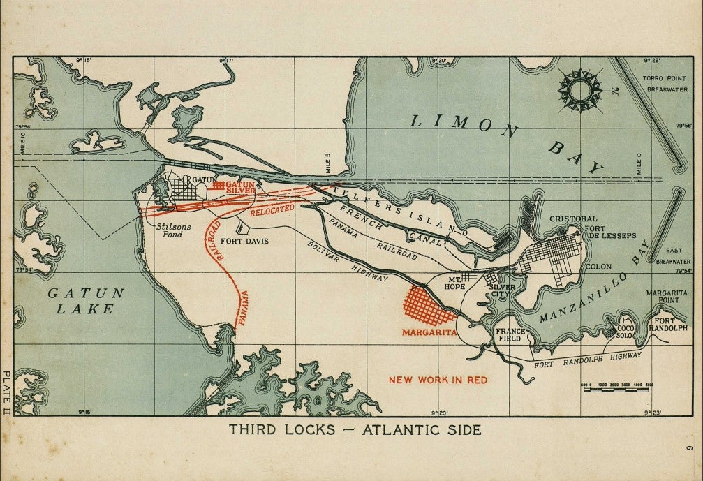 U.S. Congress approves funding for a $277 million plan to build a third set of locks. Excavation work begins in 1940 at both the Atlantic and Pacific entrances to the Canal. Secretary of War Henry Stimson terminates the project in May 1942 as funding shifts to other war-related priorities.