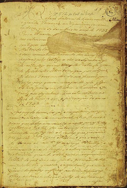 Manuscript 512, an 18th-century document describing a “lost city” in Bahia, Brazil, which may have inspired Percy Fawcett, National Library of Brazil (Wikimedia commons)