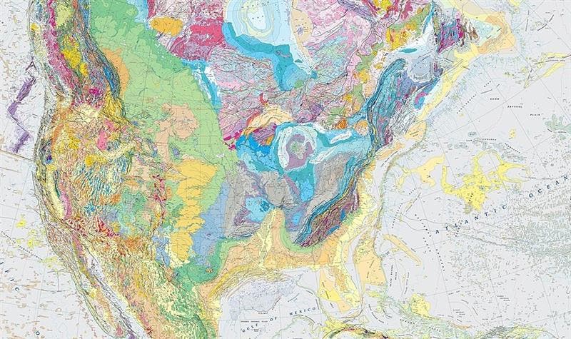 US Geologic Map of North America for Linda Hall Library's 23rd annual Bartlett Lecture