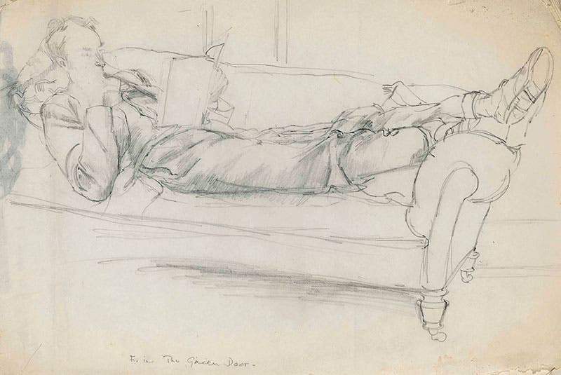 Portrait of Francis Crick, “F. in the Green Door,” by Odile Crick, pencil on paper, ca 1950, offered at auction by Christie’s on Apr. 10, 2013 (christies.com)