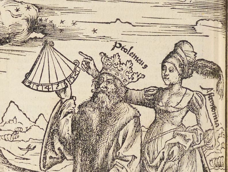 Attempted portrait of Ptolemy of Alexandria, detail of woodcut in Margarita philosophica, by Gregor Reisch, 1517 (Linda Hall Library)