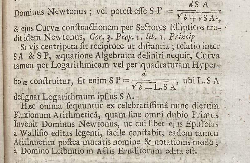 Paragraph where John Keill accuses Gottfried Leibniz of plagiarizing Isaac Newton’s calculus, changing the form, and publishing it as his own, Philosophical Transactions of the Royal Society of London, vol. 26, p. 185, 1708 (published 1710) (The Linda Hall)
