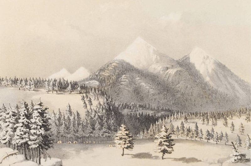 San Francisco Mountain, chromolithograph, Explorations and Surveys for a Railroad Route from the Mississippi River to the Pacific Ocean: Route near the Thirty-Fifth Parallel, by Amiel W. Whipple (Pacific Railroad Report, 3), 1856 (Linda Hall Library)
