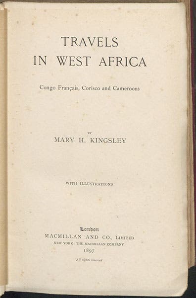 Title page, Travels in West Africa, by Mary H. Kingsley, 1897 (The Linda Hall)