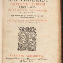 Title page, Arithmeticorvm libri sex, by Diophantus of Alexandia, ed. and transl. by Claude Bachet, 1621 (Linda Hall Library)