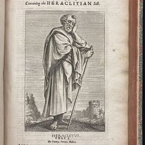 Heraclitus, imagined portrait, engraving by William Faithorne, A History of Philosophy, by Thomas Stanley, 2nd ed., p 737, 1687 (The Linda Hall)