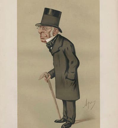 George Biddell Airy, “Astronomy,” chromolithograph caricature by “Ape” (Carlo Pellegrini), Vanity Fair, Nov. 13, 1875, National Portrait Gallery, London (npg.org.uk)