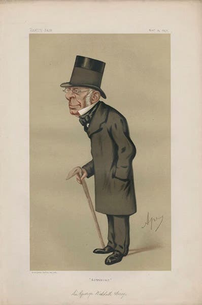 George Biddell Airy, “Astronomy,” chromolithograph caricature by “Ape” (Carlo Pellegrini), Vanity Fair, Nov. 13, 1875, National Portrait Gallery, London (npg.org.uk)