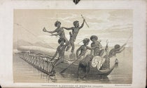 Torres Strait Islanders, similar to as those who rescued Barbara Crawford Thompson from a shipwreck and took her to Muralag Island, lithographed frontispiece, Narrative of the Voyage of H.M.S. Rattlesnake, commanded by the late Captain Owen Stanley... during the years 1846-50, by John MacGillivray, vol. 1, 1852 (Linda Hall Library)