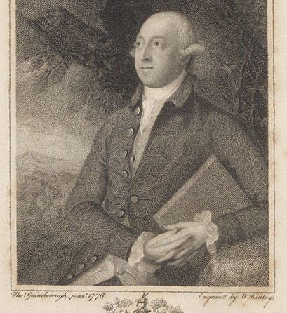 Portrait of Thomas Pennant, engraved frontispiece by W. Ridley, 1793, after a painting by Thomas Gainsborough, 1776, in The Literary Life of the late Thomas Pennant, by Thomas Pennant, 1793 (Linda Hall Library)