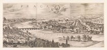 The Charles Bridge, with Old Town to the right (east), detail of panorama of Prague, etching by Johannes Wechter, after Philip van den Bossche, published by Aegidius Sadeler II, 1606, Metropolitan Museum of Art (metmuseum.org)