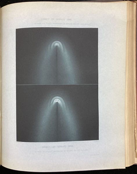 Two views of the head of the Great Comet of 1858, drawings by George Phillips Bond, Annals of the Harvard College Observatory, vol. 3, 1862 (Linda Hall Library)