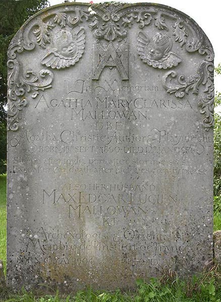 Gravestone of Agatha Christie and Max Mallowan, Church of St. Mary, Cholsey, Oxfordshire (Wikimedia commons)
