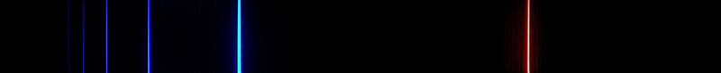 The four Balmer lines of the hydrogen spectrum, modern photograph. Hα is at the right, Hδ at left (Wikimedia commons)