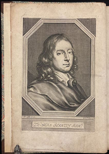 Portrati of Thomas Stanley, engraved frontispiece by William Faithorne, A History of Philosophy, by Thomas Stanley, 2nd ed., 1687 (The Linda Hall)