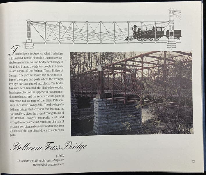 Bollman Truss Bridge, Little Patuxent River, Savage, Maryland, 1869, photograph in Landmark American Bridges, by Eric DeLony, American Society of Civil Engineers, p. 53, 1993 (Linda Hall Library)