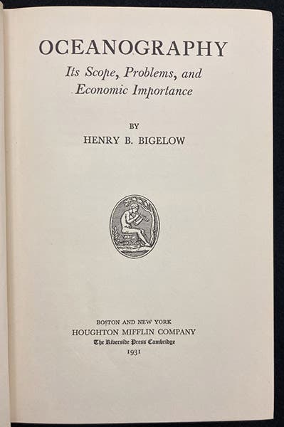 Title page, Oceanography: Its Scope, Problems, and Economic Importance, by Henry Bryant Bigelow, 1931 (Linda Hall Library)