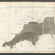 Geological map of Cornwall, Devon, Dorset, and Somerset, engraving, in Observations Relative Chiefly to the Natural History, Picturesque Scenery, and Antiquities of the Western Countries of England, by William George Maton, vol. 2, plate at end, 1797 (Linda Hall Library)