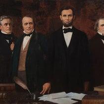 Signing the charter of the National Academy of Sciences, Mar. 3, 1863, oil on canvas by Albert Herter, 1924, National Academy of Sciences, Washington, D.C. (pnas.org)