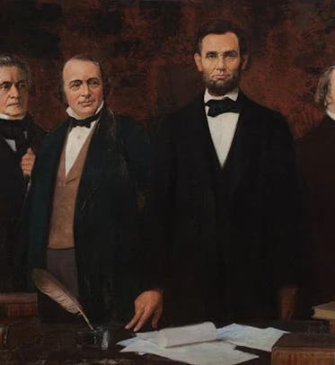 Signing the charter of the National Academy of Sciences, Mar. 3, 1863, oil on canvas by Albert Herter, 1924, National Academy of Sciences, Washington, D.C. (pnas.org)