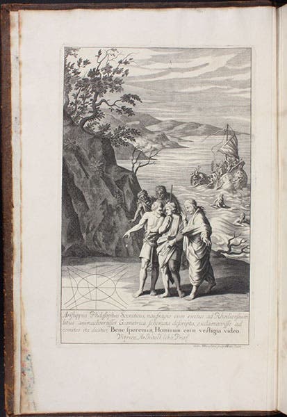 Frontispiece, engraved by Michael Burghers, in Apollonii Pergaei Conicorum libri octo, ed. by Edmond Halley, 1710 (Linda Hall Library)