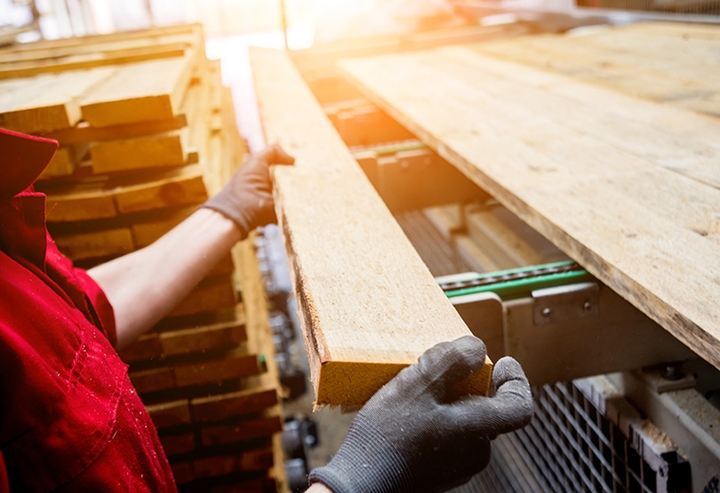 Lumber being milled for wood