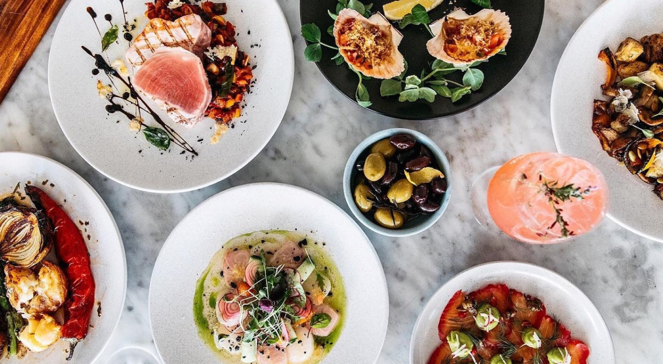 Colourful food beautifully presented on a table