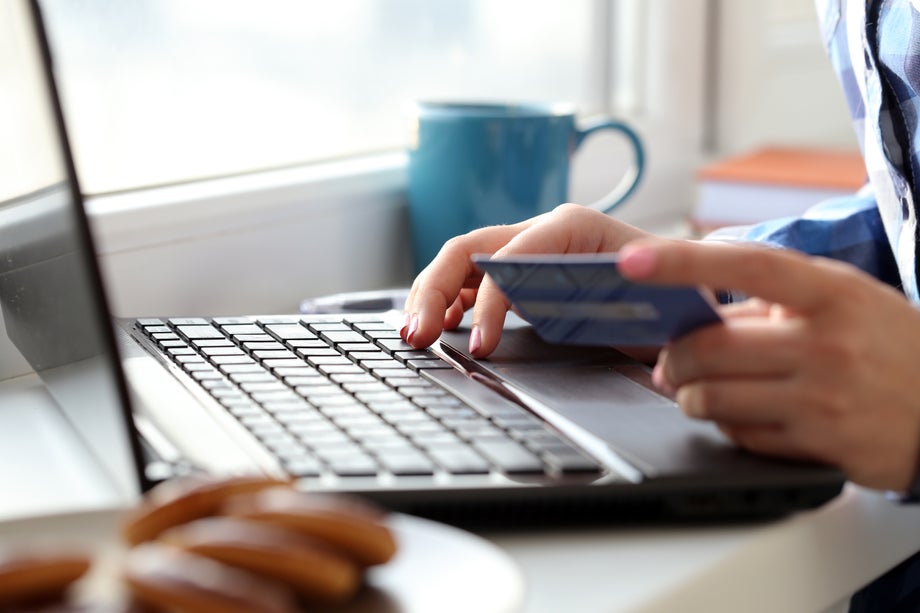 Woman making an online purchase